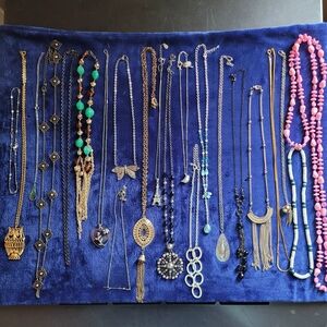 Vintage to Modern Silver and Gold Tone Beaded Necklace Lot, Set of 20+